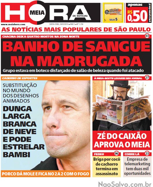 Galeria de capas ou chamadas de capa do Meia Hora sobre esportes:
