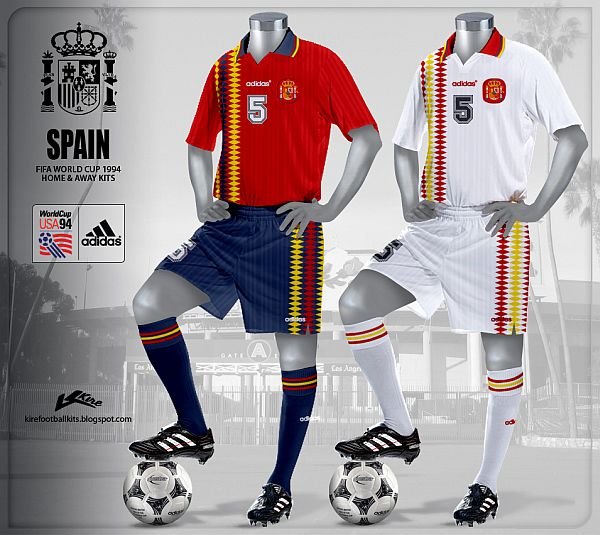 Camisa da Espanha Copa do Mundo 1994 Adidas » Mantos do Futebol