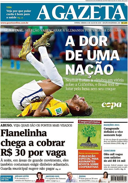 O lamento por Neymar em 25 jornais