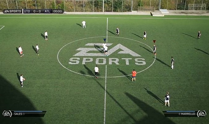 Para promover o Fifa 15, a EA Sports reproduziu o game com jogadores de verdade. Ficou fantástico! (Foto: Divulgação)