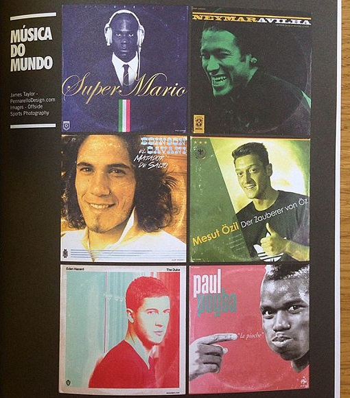 Designer inglês idealizou capas de LPs com craques do futebol mundial na atualidade (Foto: Pennarello)