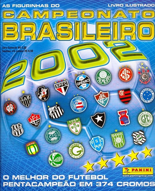 O álbum da Panini do Brasileirão de 2002 trouxe 11 jogadores de cada um dos 26 clubes (Foto: Divulgação)