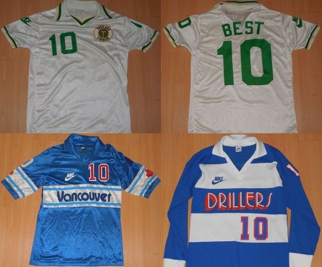 Camisas do Portland Timbers de 1979, do Edmonton Drillers de 1982 e do Vancouver Whitecaps de 1984 (Foto: NASL Jerseys)