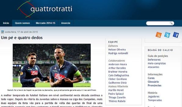 O site é focado nos apaixonados por futebol italiano. E não fale para eles que lá só tem retranca