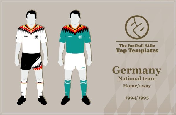 O uniforme da Alemanha em 1994 inspirou seleções e times pelo mundo (Fotos: The Football Attic)