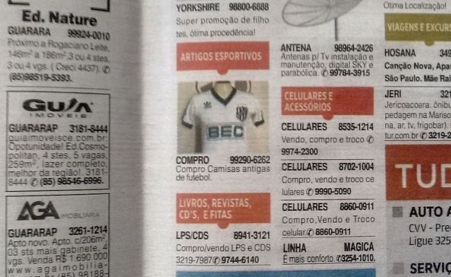 Gerardo Azevedo investiu em anúncio para encontrar camisas antigas do Ceará (Foto: Verminosos por Futebol)