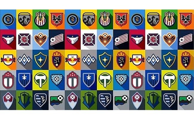 Escudos da MLS no estilo minimalista