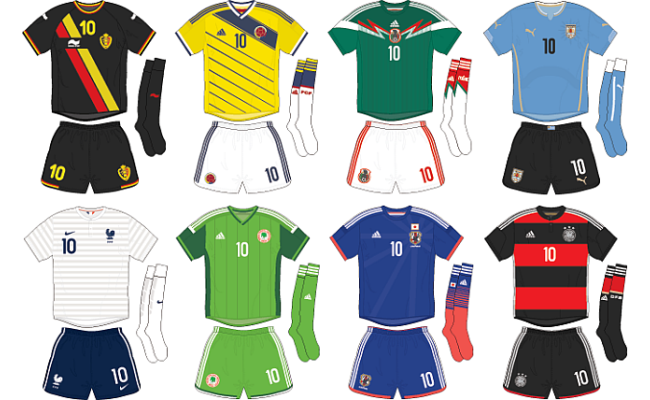 Todos os uniformes das seleções da Copa