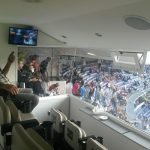 O conforto da área VIP do Bernabeu impressionou a Reynaldo Tavares (Foto: Acervo pessoal)