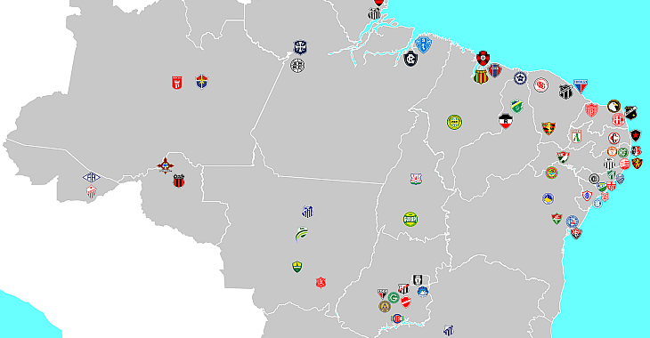 Designer faz mapa com escudos dos 128 clubes no Brasileiro de 2017