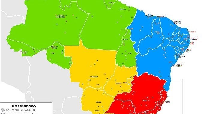 Novo mapa do Brasil com clubes reúne ainda mais escudos: são 503!