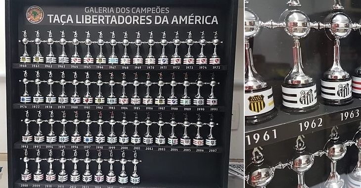 Empresa fabrica quadro decorativo com mini taças dos campeões da Libertadores