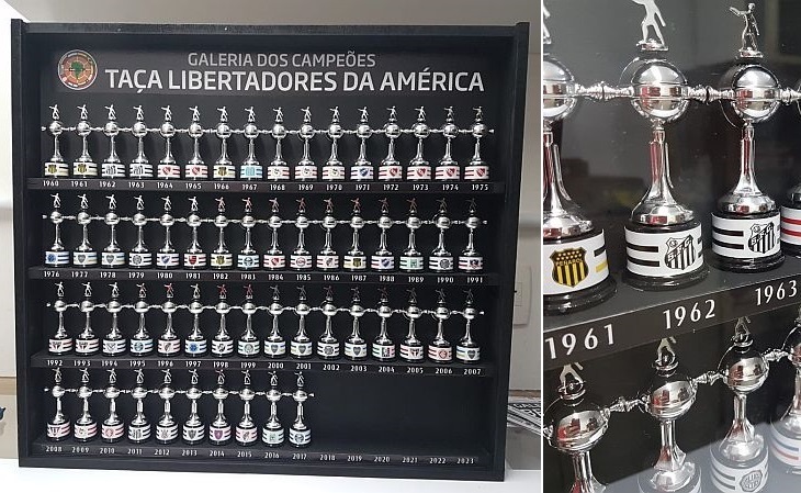 O quadro reúne taças dos campeões desde 1960, com espaço até 2023 (Foto: Divulgação)