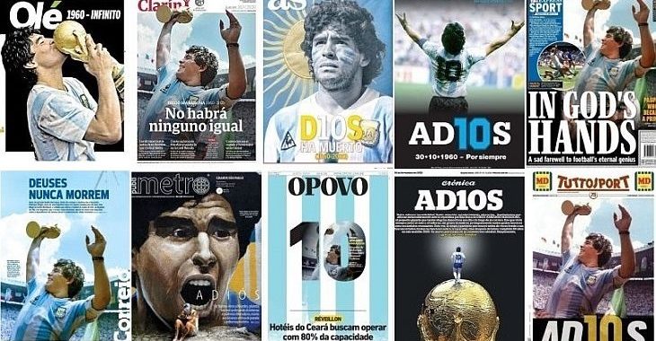 60 capas de jornais do mundo que homenageiam Maradona