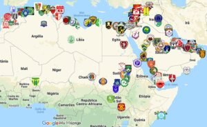 Fizemos um mapa interativo com 250 clubes árabes, e a tradução de seus nomes (Foto: Reprodução Google)