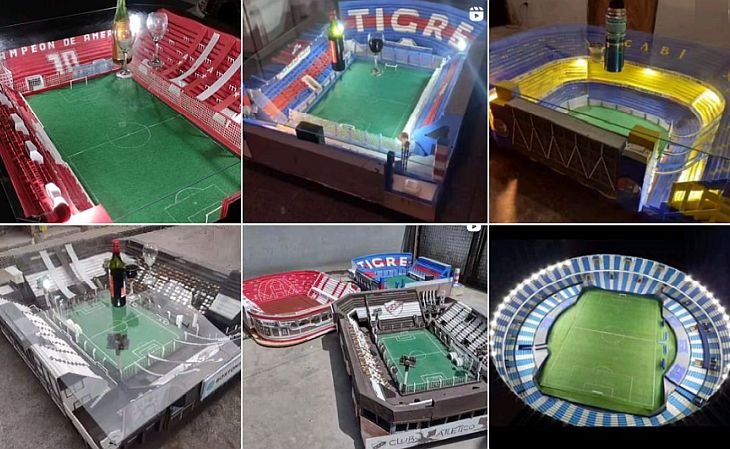 As mesas de centro no formato de estádio medem 1 metro de largura (Arte: Verminosos por Futebol)