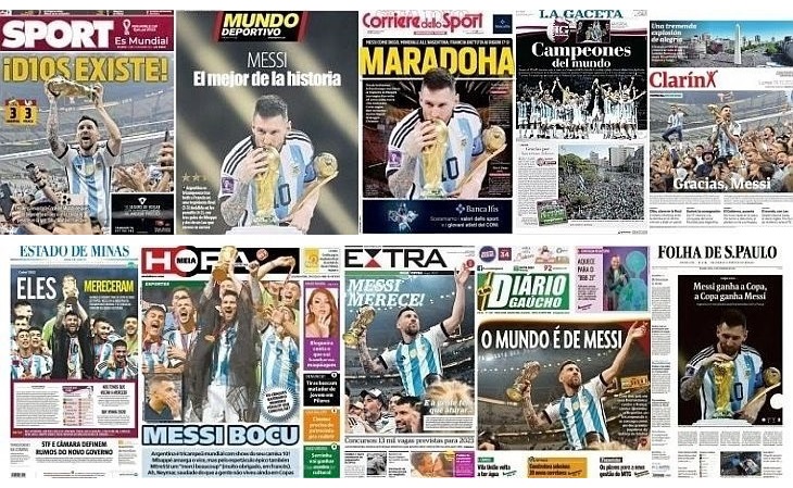 Messi e a Argentina foram capas de jornais mundo afora