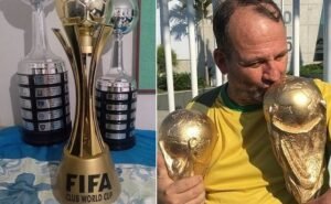 A réplica da taça do Mundial tem 60cm de altura e pesa 4 kg (Foto: Divulgação)