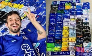 Até esta entrevista, o torcedor possuía 90 camisas do time de Londres (Foto: Acervo pessoal)