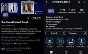A página brasileira dedicada ao Southend United foi lançada em 2020 (Foto: Reprodução)