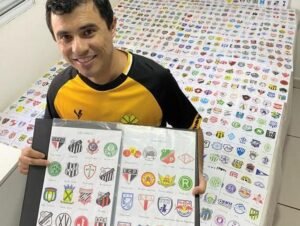 Wellinton Candido viralizou por sua habilidade em desenhar escudinhos de futebol (Foto: Acervo pessoal)