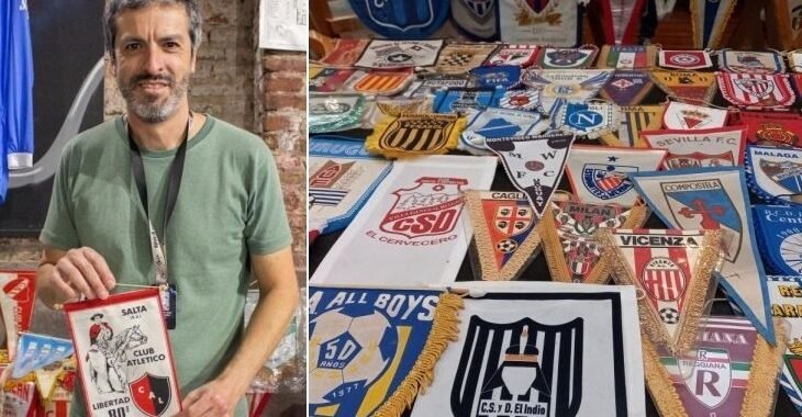 Argentino coleciona centenas de flâmulas de futebol de todo o mundo