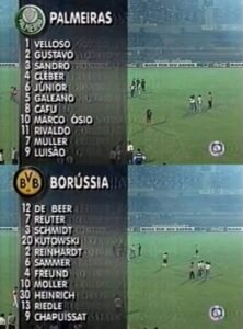 Palmeiras e Borussia Dortmund contavam com muitos craques (Foto: Reprodução TV Globo) 