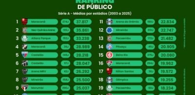 A média de público dos times em cada estádio no Brasileirão na era dos pontos corridos (2003-2025)